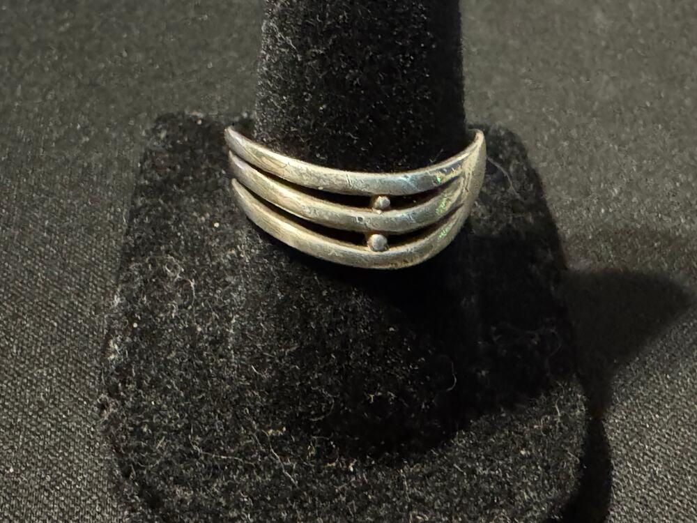 Vintage Split Layered 925 Sterling Silver Band Ring Size 8